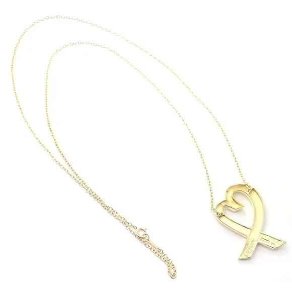 Authentic! Tiffany & Co Picasso 18k Yellow Gold Large Heart Pendant Neck… - Picture 9 of 9